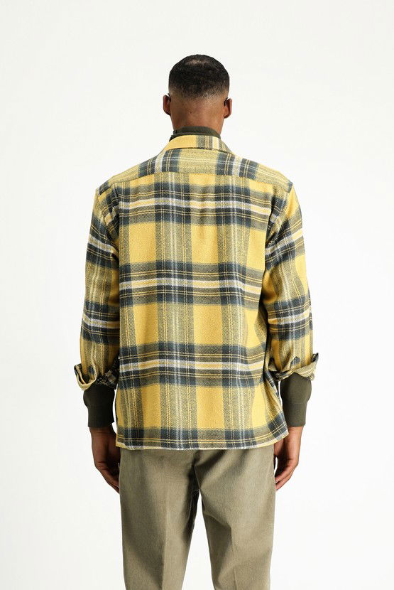 Erkek Giyim - Uzun Kol Oversize Ekose Shacket Oduncu Pamuk Gömlek / Mont