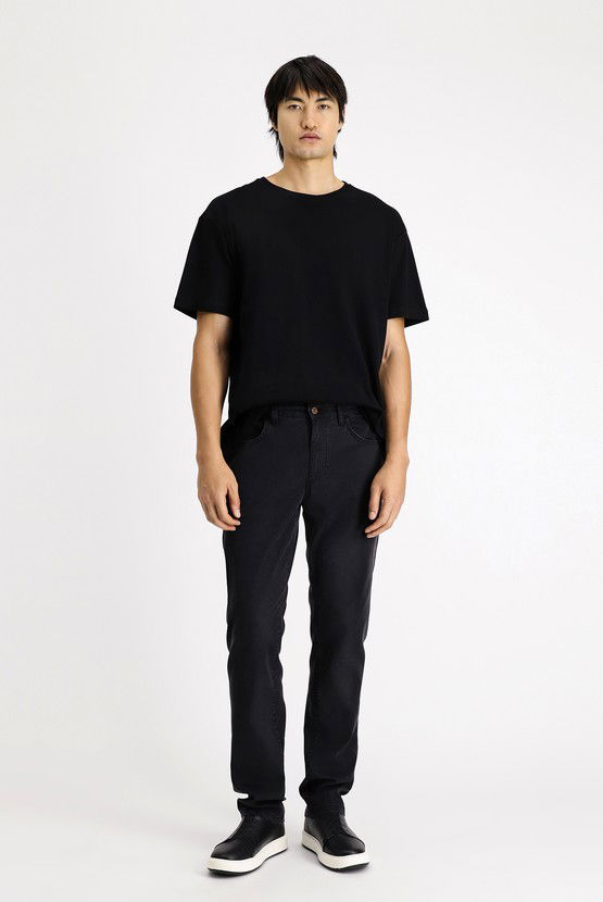 Erkek Giyim - Regular Fit Likralı Denim Look Pantolon