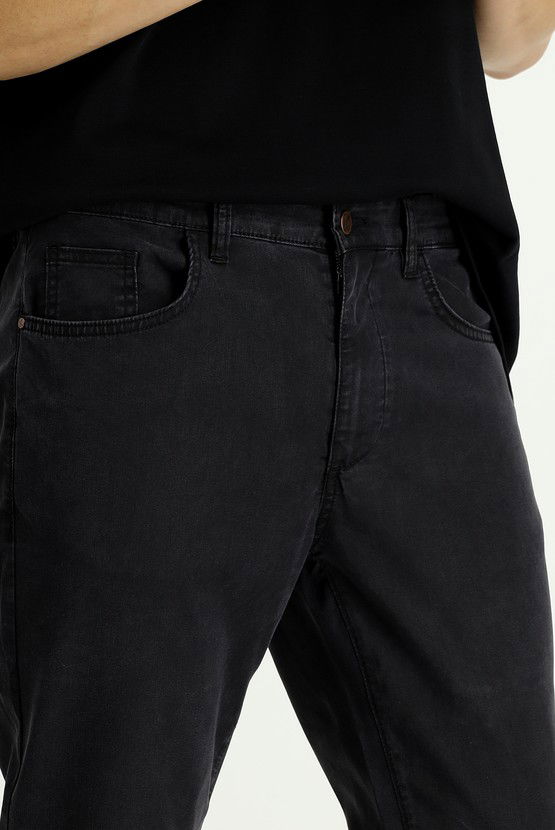 Erkek Giyim - Regular Fit Likralı Denim Look Pantolon