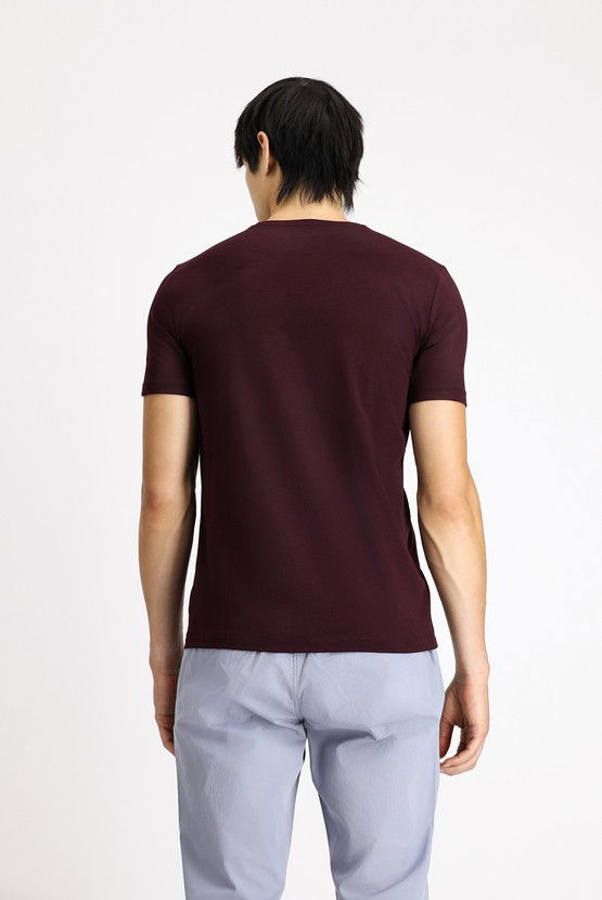 Erkek Giyim - Bisiklet Yaka Slim Fit Dar Kesim Pamuklu Tişört