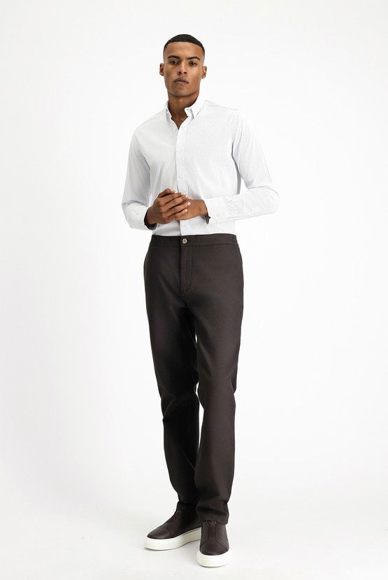 Erkek Giyim - Regular Fit Likralı Kanvas / Chino Pantolon