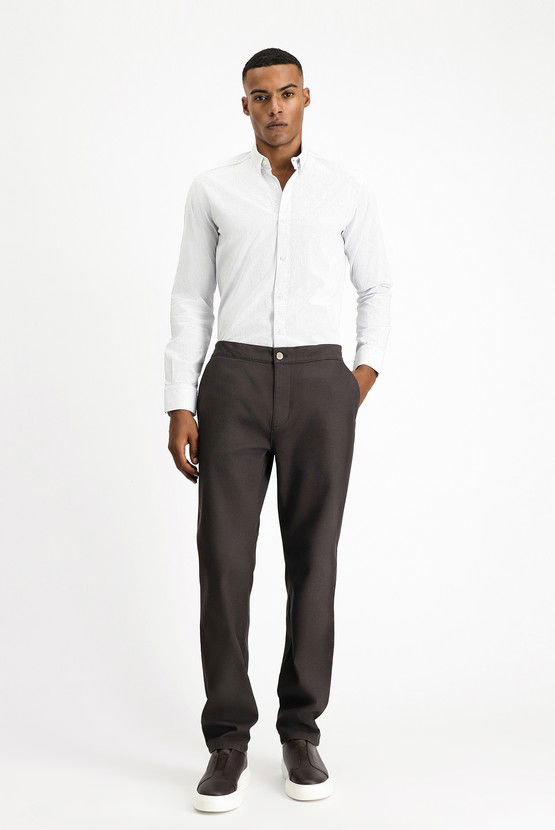 Erkek Giyim - Regular Fit Likralı Kanvas / Chino Pantolon
