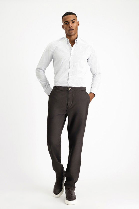 Erkek Giyim - Regular Fit Likralı Kanvas / Chino Pantolon