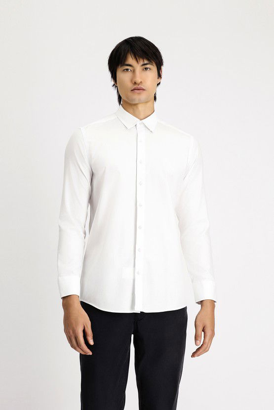 Erkek Giyim - Uzun Kol Slim Fit Dar Kesim Desenli Pamuk Gömlek