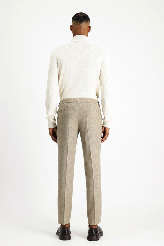 Erkek Giyim - Slim Fit Dar Kesim Yünlü Beli Lastikli İpli Klasik Pantolon