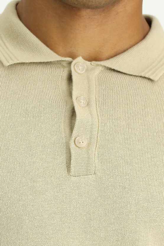 Erkek Giyim - Polo Yaka Regular Fit Pamuklu Kaşmirli Triko Kazak