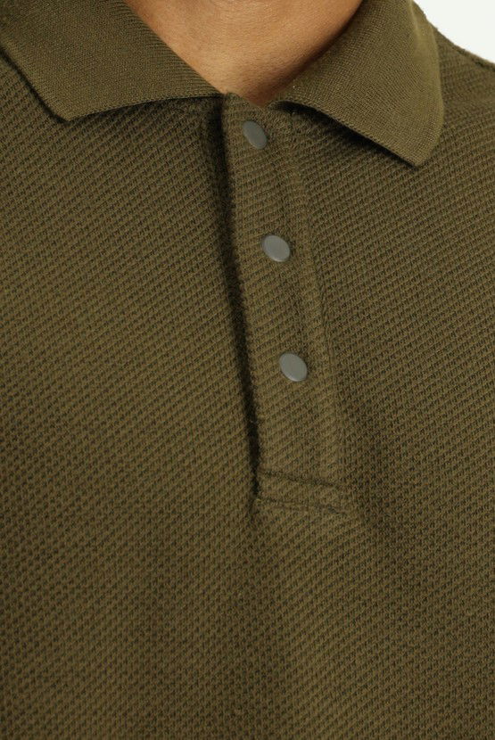 Erkek Giyim - Polo Yaka Regular Fit Desenli Sweatshirt