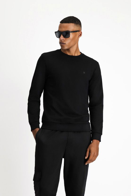 Erkek Giyim - Bisiklet Yaka Regular Fit Pamuk Sweatshirt