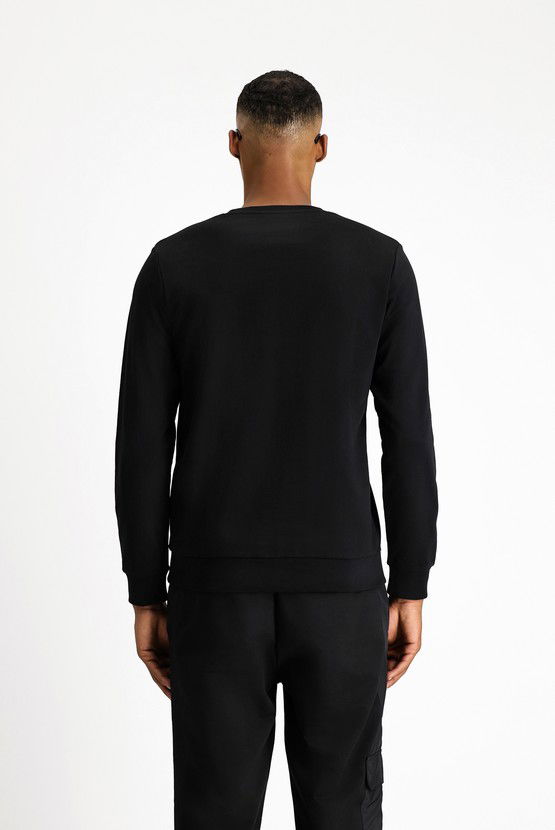 Erkek Giyim - Bisiklet Yaka Regular Fit Pamuk Sweatshirt