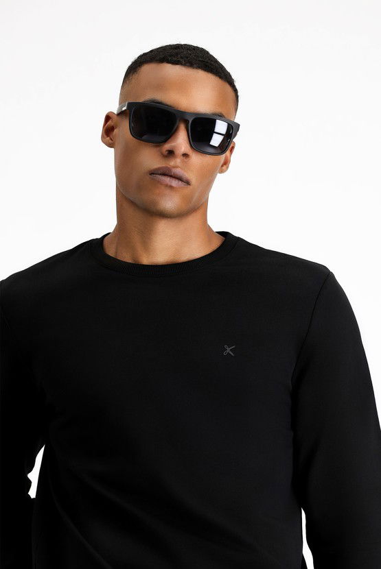 Erkek Giyim - Bisiklet Yaka Regular Fit Pamuk Sweatshirt