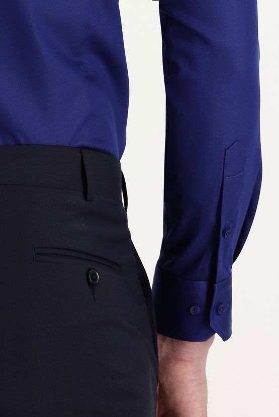 Erkek Giyim - Uzun Kol Slim Fit Dar Kesim Klasik Non Iron Pamuklu Gömlek