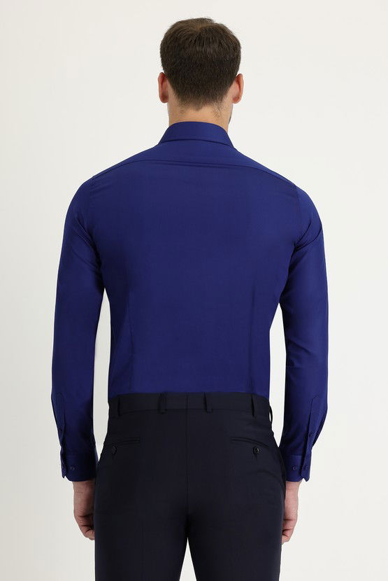 Erkek Giyim - Uzun Kol Slim Fit Dar Kesim Klasik Non Iron Pamuklu Gömlek
