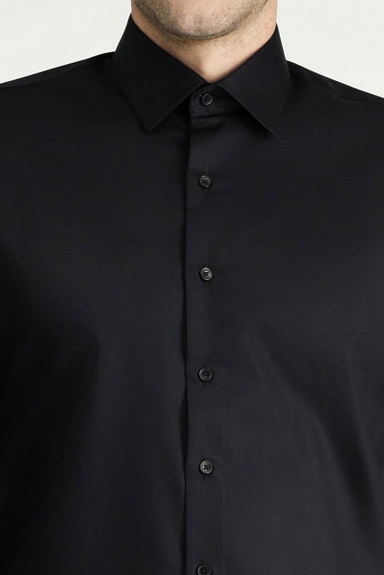 Erkek Giyim - Uzun Kol Slim Fit Dar Kesim Klasik Non Iron Pamuklu Gömlek