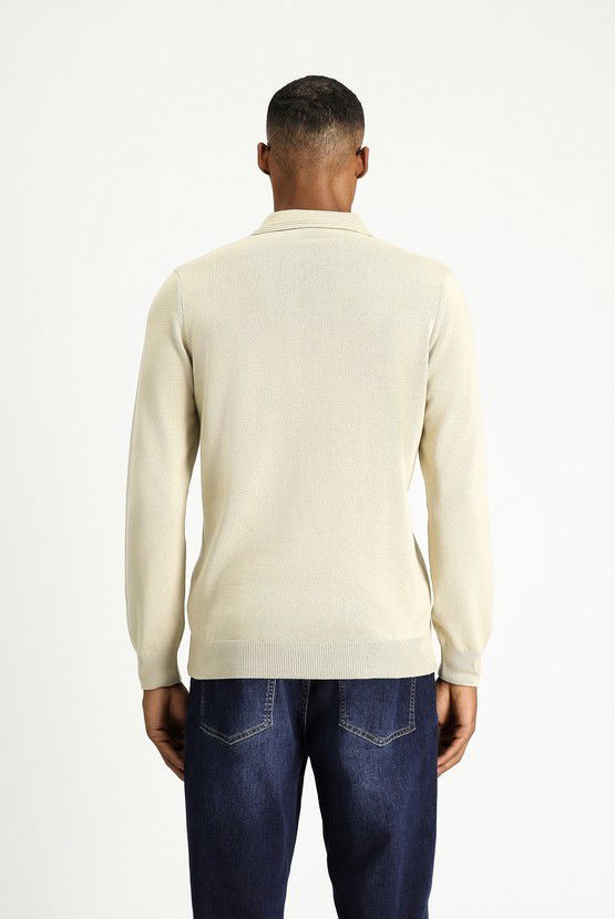 Erkek Giyim - Polo Yaka Regular Fit Pamuklu Triko Kazak