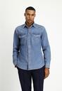  KOYU LACİVERT  Uzun Kol Regular Fit Pamuklu Denim Gömlek