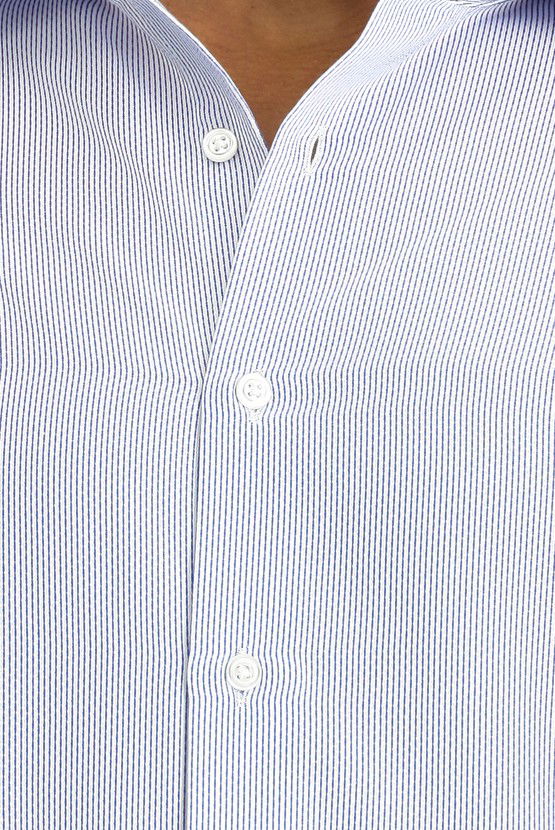 Erkek Giyim - Uzun Kol Slim Fit Dar Kesim Klasik Desenli Pamuklu Kolay Ütülenebilir Gömlek