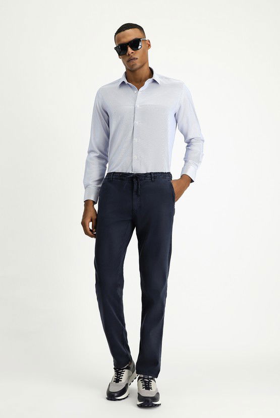 Erkek Giyim - Uzun Kol Slim Fit Dar Kesim Klasik Desenli Pamuklu Kolay Ütülenebilir Gömlek