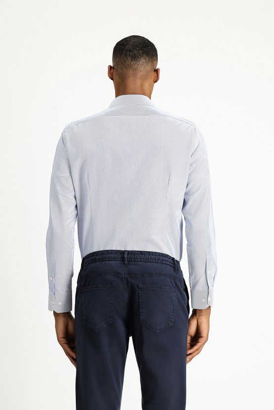 Erkek Giyim - Uzun Kol Slim Fit Dar Kesim Klasik Desenli Pamuklu Kolay Ütülenebilir Gömlek