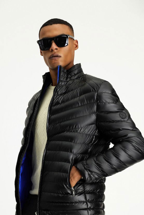 Erkek Giyim - Slim Fit Dar Kesim Kapitone Spor Mont