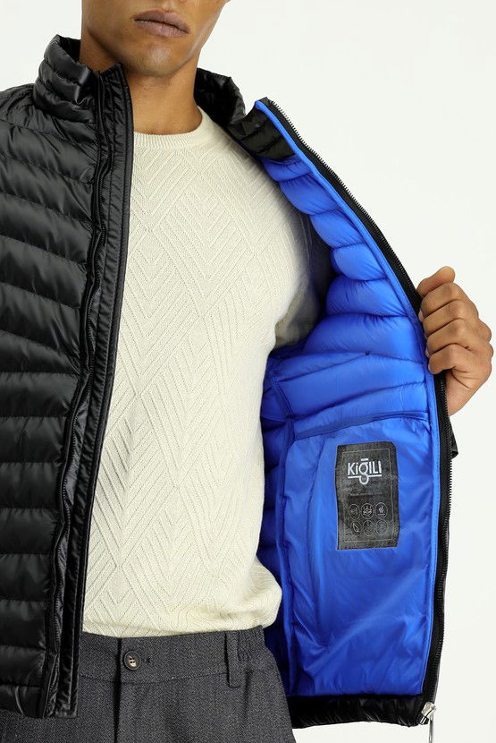 Erkek Giyim - Slim Fit Dar Kesim Kapitone Spor Mont