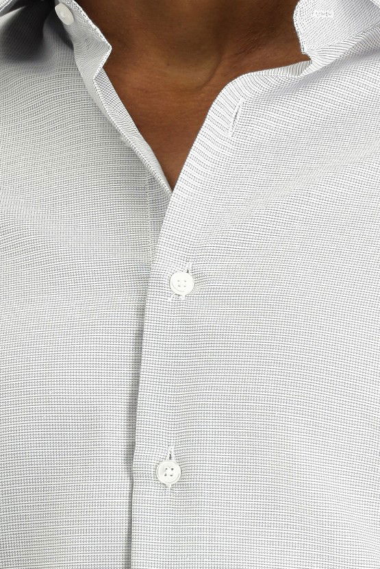 Erkek Giyim - Uzun Kol Slim Fit Dar Kesim Klasik Desenli Pamuklu Kolay Ütülenebilir Gömlek
