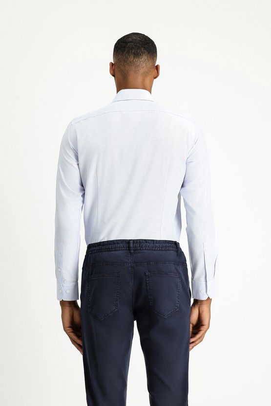 Erkek Giyim - Uzun Kol Slim Fit Dar Kesim Klasik Desenli Pamuklu Kolay Ütülenebilir Gömlek