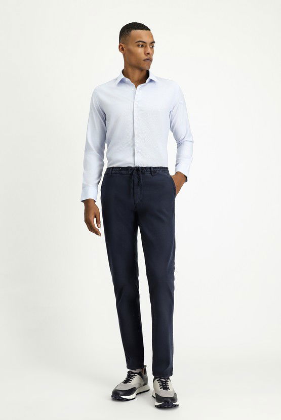 Erkek Giyim - Uzun Kol Slim Fit Dar Kesim Klasik Desenli Pamuklu Kolay Ütülenebilir Gömlek