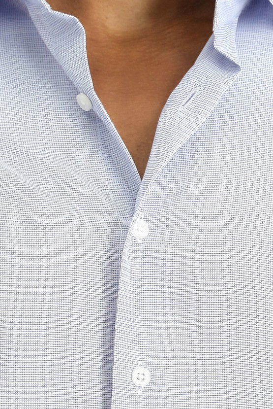 Erkek Giyim - Uzun Kol Slim Fit Dar Kesim Klasik Desenli Pamuklu Kolay Ütülenebilir Gömlek