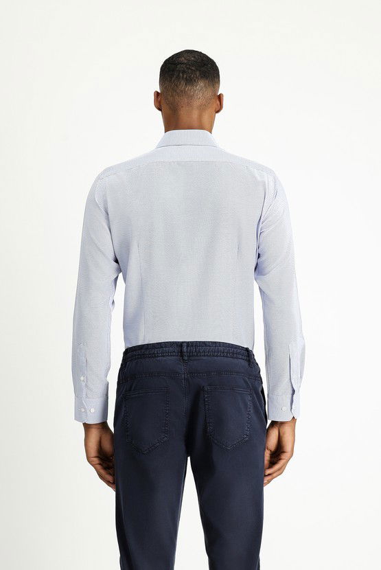 Erkek Giyim - Uzun Kol Slim Fit Dar Kesim Klasik Desenli Pamuklu Kolay Ütülenebilir Gömlek