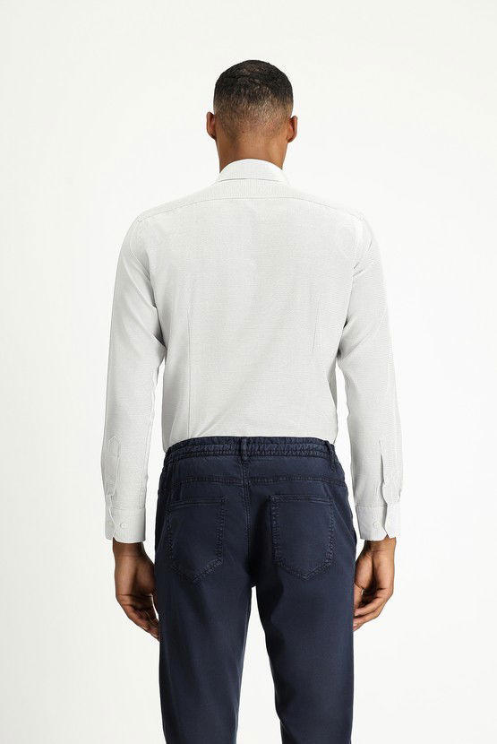 Erkek Giyim - Uzun Kol Slim Fit Dar Kesim Klasik Desenli Pamuklu Kolay Ütülenebilir Gömlek