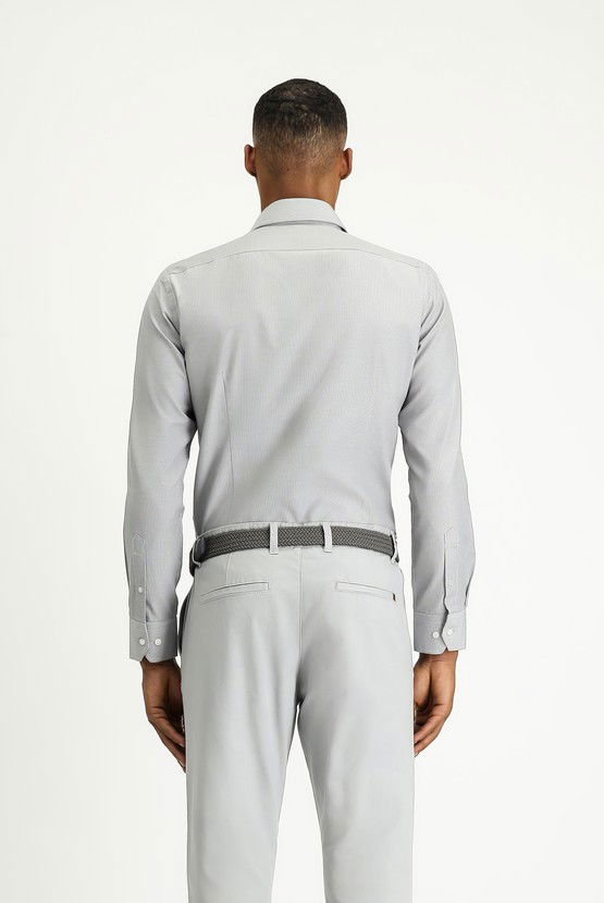 Erkek Giyim - Uzun Kol Slim Fit Dar Kesim Klasik Desenli Pamuklu Kolay Ütülenebilir Gömlek