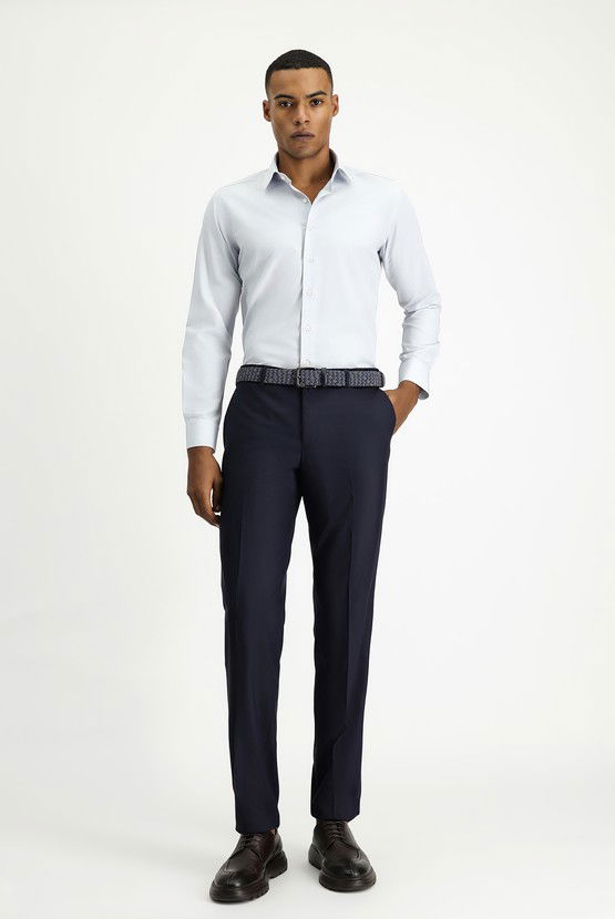 Erkek Giyim - Uzun Kol Slim Fit Dar Kesim Klasik Desenli Pamuklu Kolay Ütülenebilir Gömlek