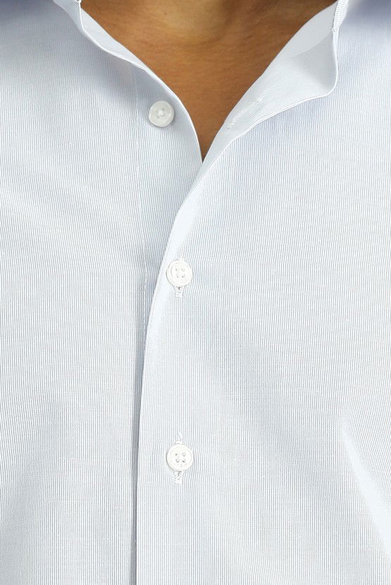 Erkek Giyim - Uzun Kol Slim Fit Dar Kesim Klasik Desenli Pamuklu Kolay Ütülenebilir Gömlek