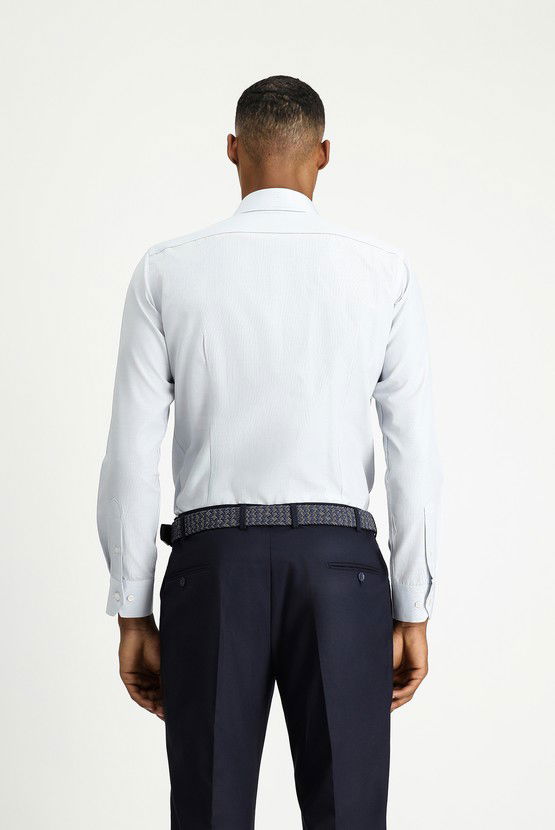 Erkek Giyim - Uzun Kol Slim Fit Dar Kesim Klasik Desenli Pamuklu Kolay Ütülenebilir Gömlek