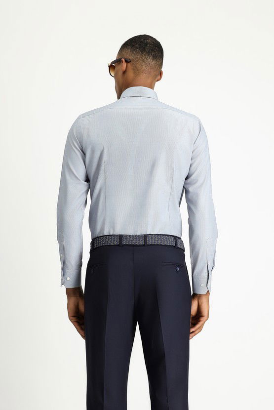 Erkek Giyim - Uzun Kol Slim Fit Dar Kesim Klasik Desenli Pamuklu Kolay Ütülenebilir Gömlek