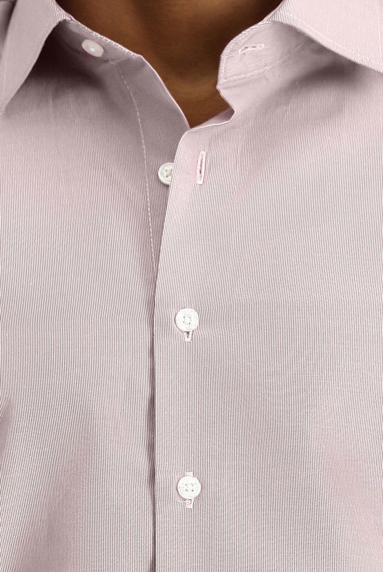 Erkek Giyim - Uzun Kol Slim Fit Dar Kesim Klasik Desenli Pamuklu Kolay Ütülenebilir Gömlek