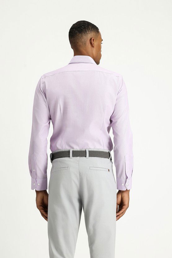 Erkek Giyim - Uzun Kol Slim Fit Dar Kesim Klasik Desenli Pamuklu Kolay Ütülenebilir Gömlek