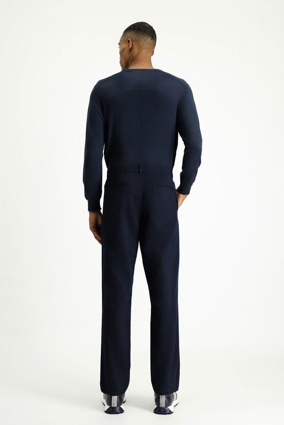 Erkek Giyim - Regular Fit Likralı Pileli Kanvas / Chino Pantolon