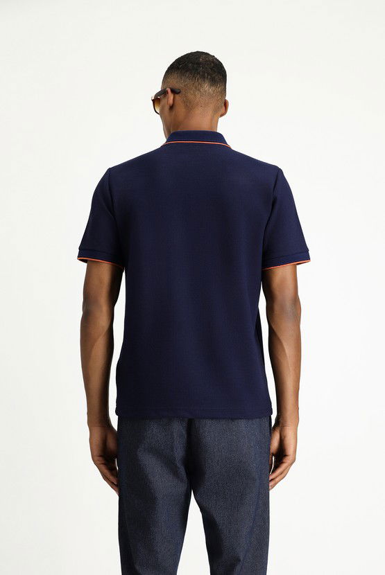 Erkek Giyim - Regular Fit Desenli Likralı Polo Yaka Tişört