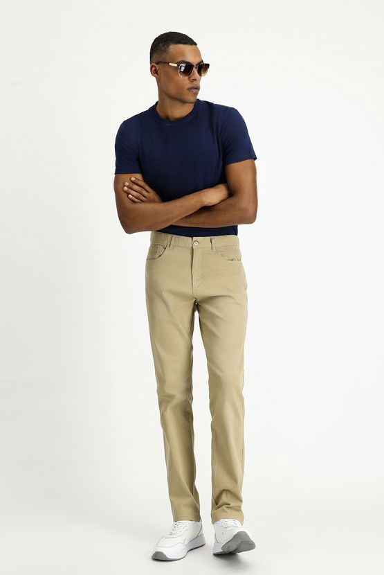 Erkek Giyim - Regular Fit Likralı Kanvas / Chino Pantolon