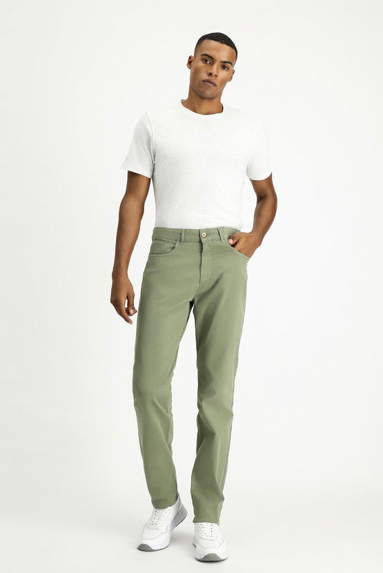 Erkek Giyim - Regular Fit Likralı Kanvas / Chino Pantolon