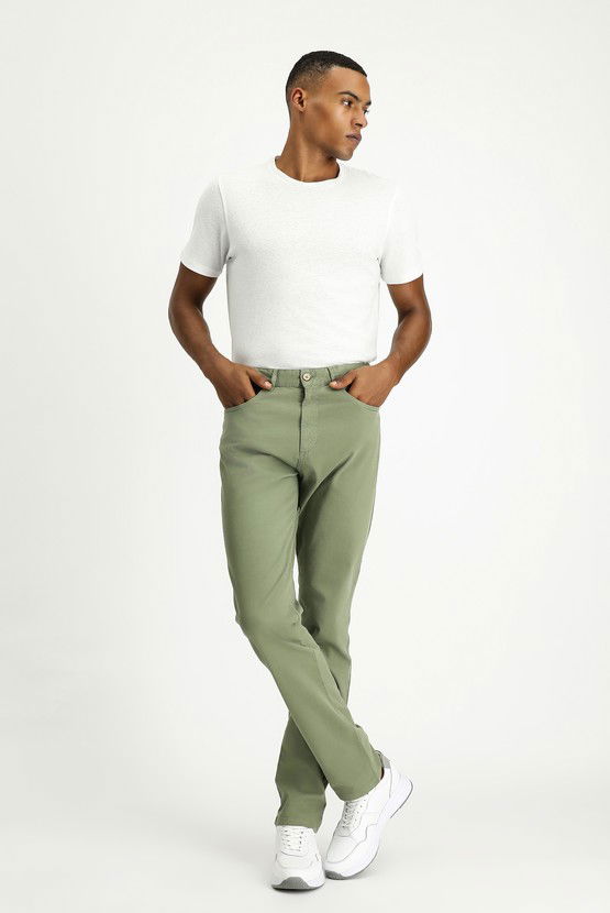 Erkek Giyim - Regular Fit Likralı Kanvas / Chino Pantolon