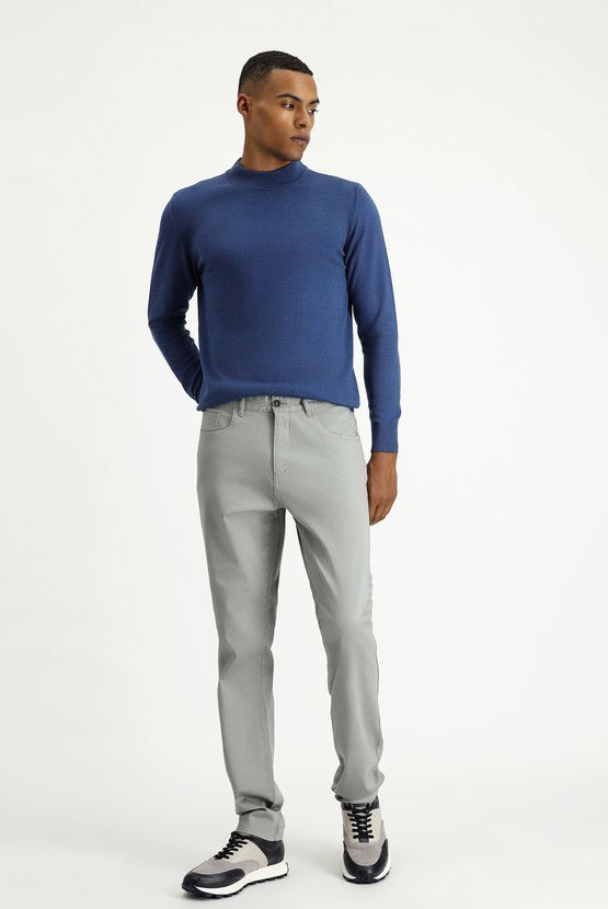 Erkek Giyim - Regular Fit Likralı Kanvas / Chino Pantolon