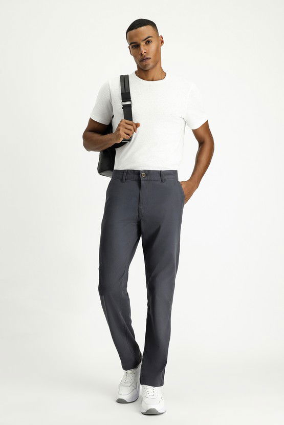 Erkek Giyim - Regular Fit Likralı Kanvas / Chino Pantolon