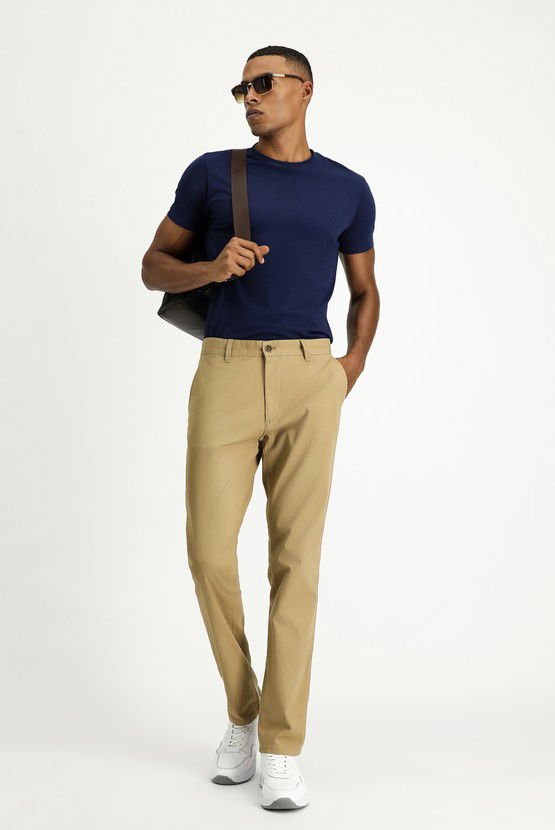 Erkek Giyim - Regular Fit Likralı Kanvas / Chino Pantolon