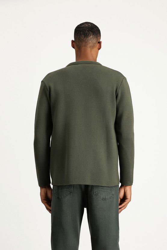 Erkek Giyim - Slim Fit Dar Kesim Pamuklu Triko Hırka