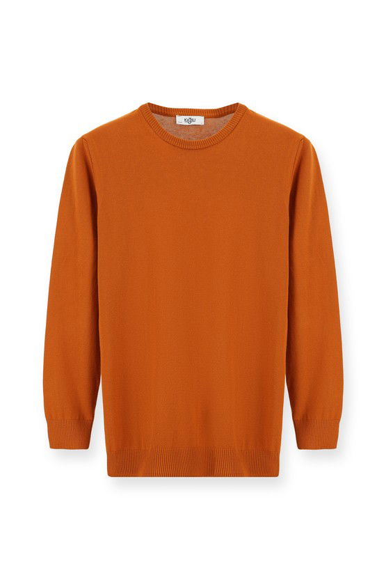 Erkek Giyim - Bisiklet Yaka Slim Fit Dar Kesim Pamuklu Triko Kazak