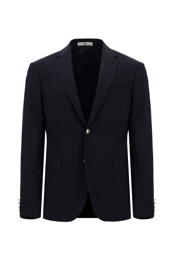Erkek Giyim - Slim Fit Dar Kesim Yünlü Blazer Ceket