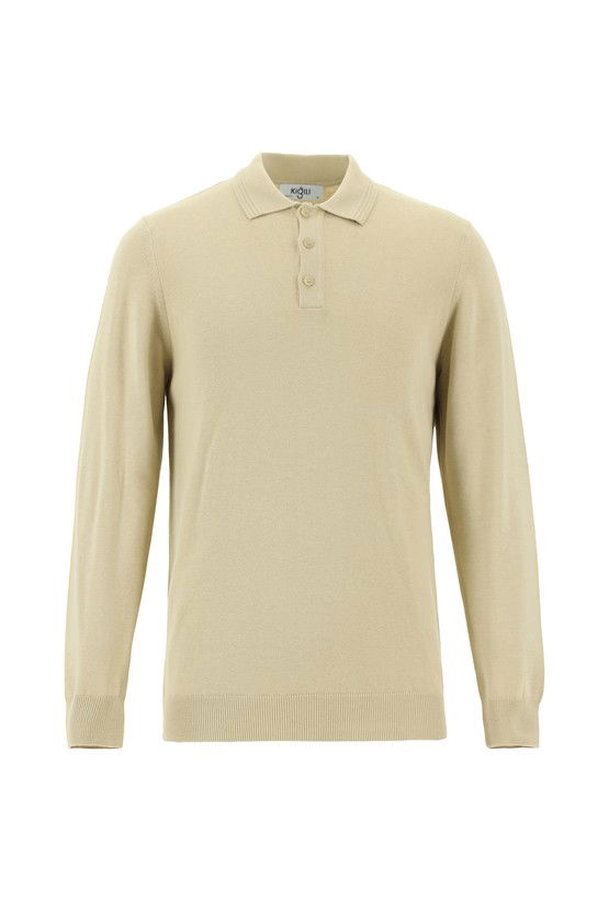 Erkek Giyim - Polo Yaka Regular Fit Pamuklu Triko Kazak
