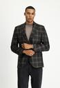  KOYU KAHVE  Slim Fit Dar Kesim Klasik Ekose Yün Ceket